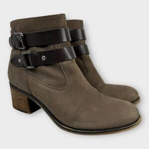 Franco Sarto Womens size 8 Linden 2 Pebbled Leather Zip Up Ankle Boots Gray
